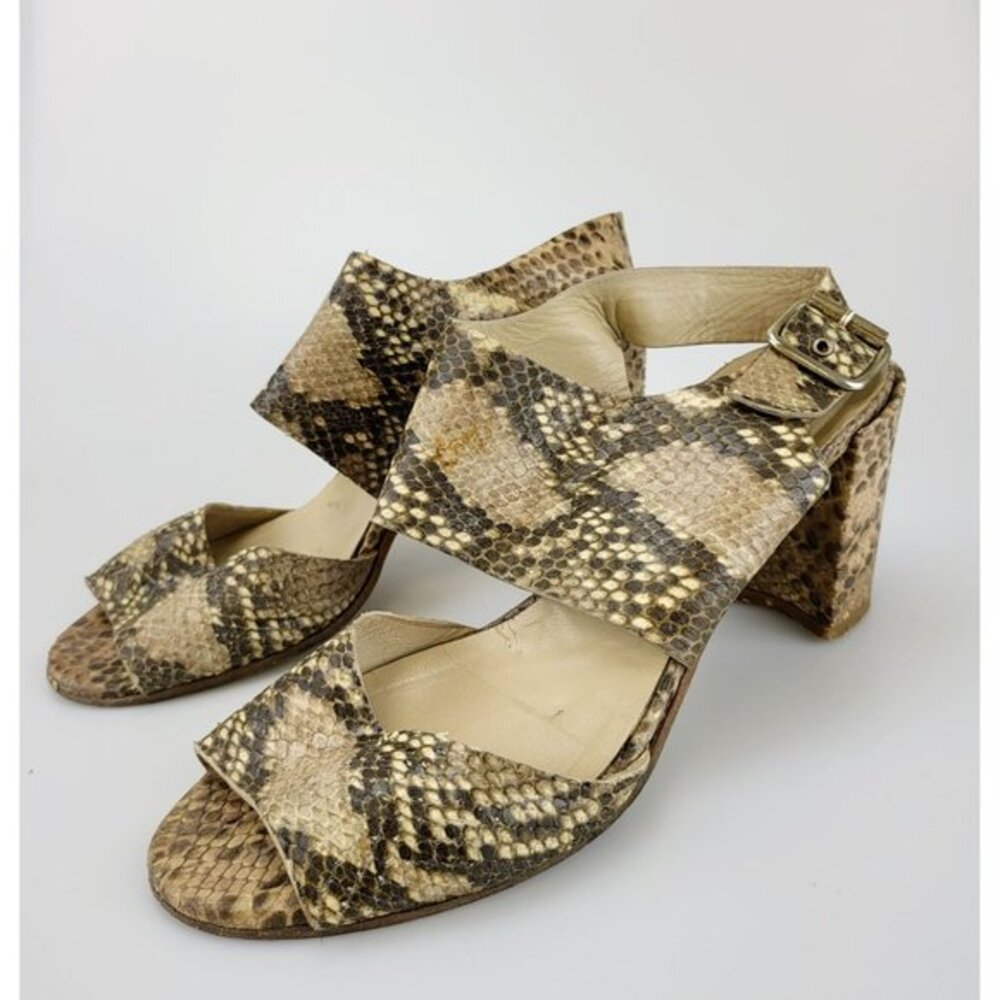 Y2K Snakeskin Sandals Womens 8 39 Tan Leather Safari Indie Python HOBBS London